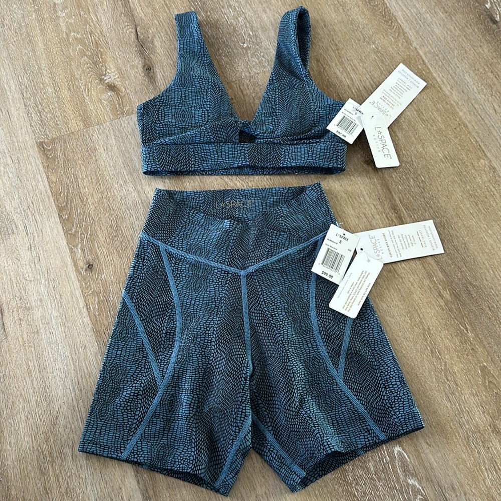 NWT L*Space  SET! Carter bike short and do the twist sports bra set